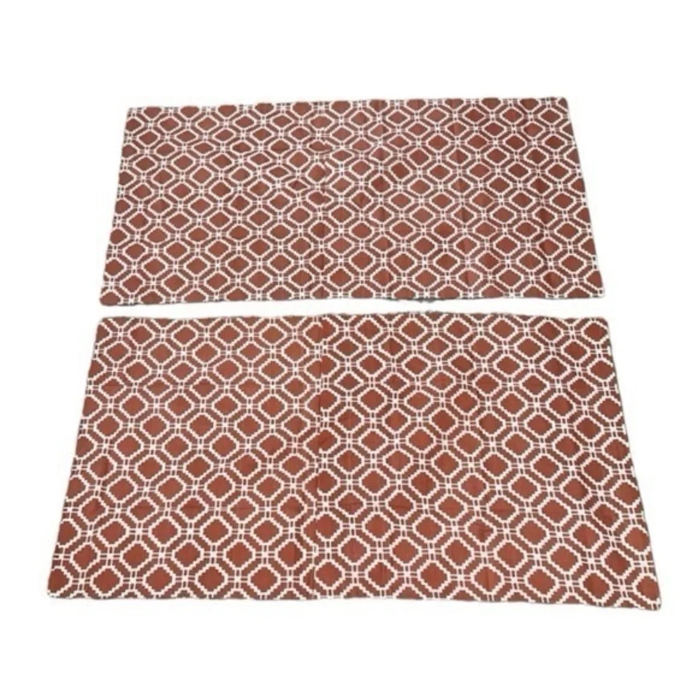 Crate&Barrel Set of 2 Sereno‎ Hand Blocked Coral King Size Shams Pillow Covers